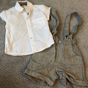 Baby boy button up suspender outfit